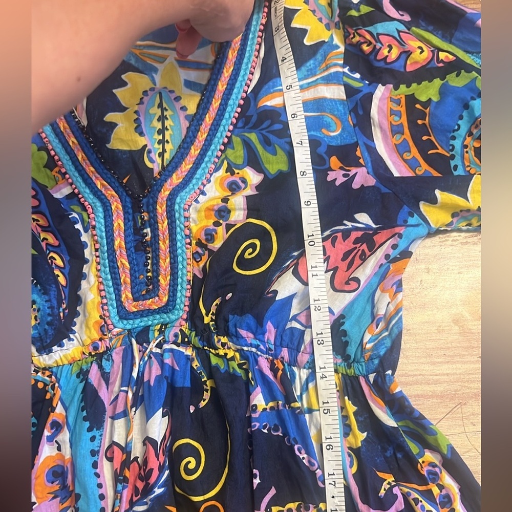 Kaktus,Vibrant V-Neck, Paisley Dress, Drawstring,Excellent Condition,Size S - Picture 9 of 10
